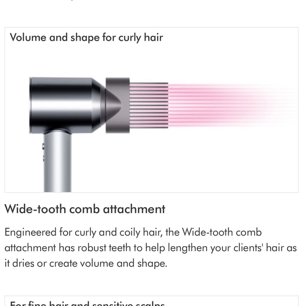 Dyson Wide Tooth Comb Attachment for SuperSonic Dryer